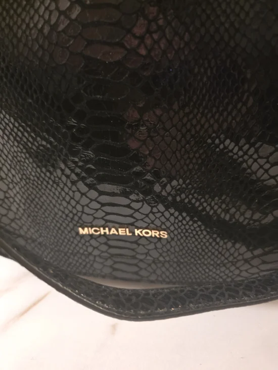 Michael Kors Black Snake-Embossed Leather Shoulder Bag - Picture 5 of 14